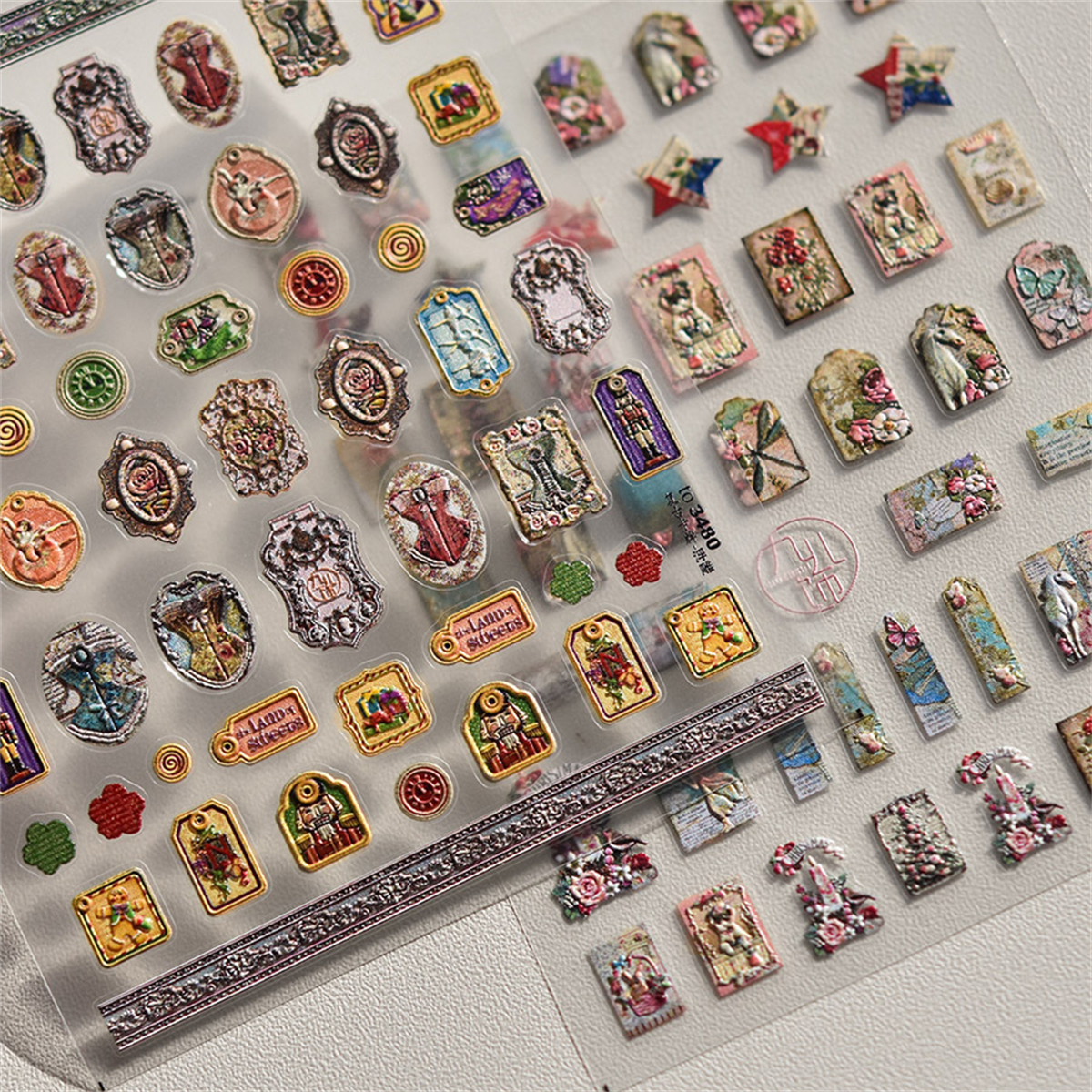 Nail Art Zelda - 1pcs 5D 2024New English Retro Nail
