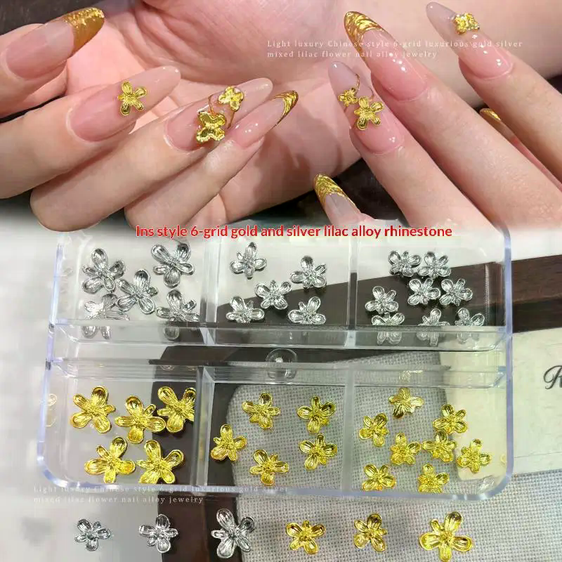 Nail Art Lilac - 20/30pcs 3D Alloy Flower Nail Art