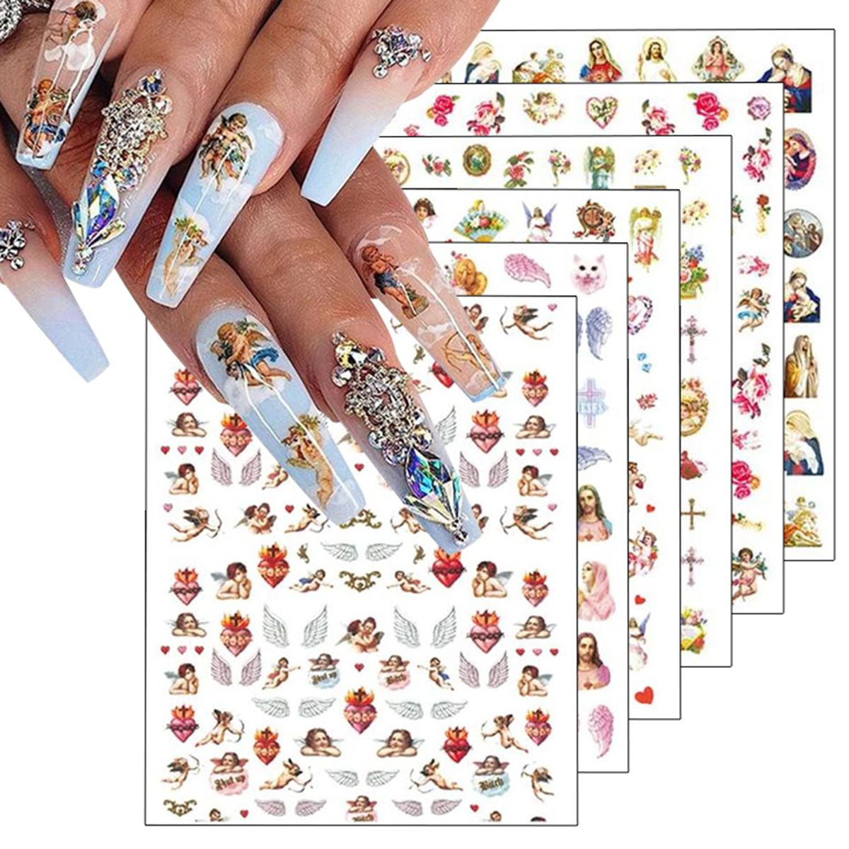 Nail Art Zelda - 3/6 Sheets Angel Nail Stickers Vintage