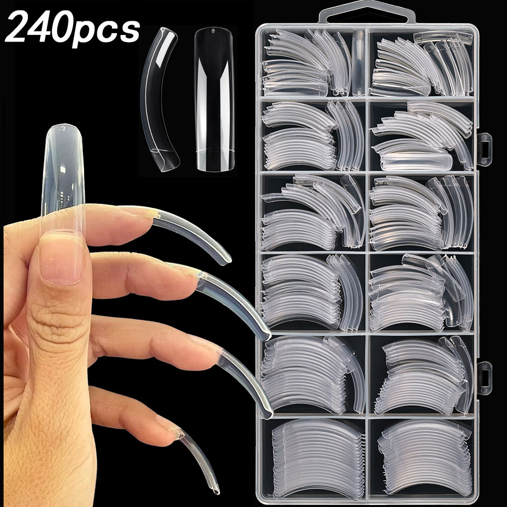 240pcs Clear Extra Deep Curve  - Nail Art Xxl recension och pris