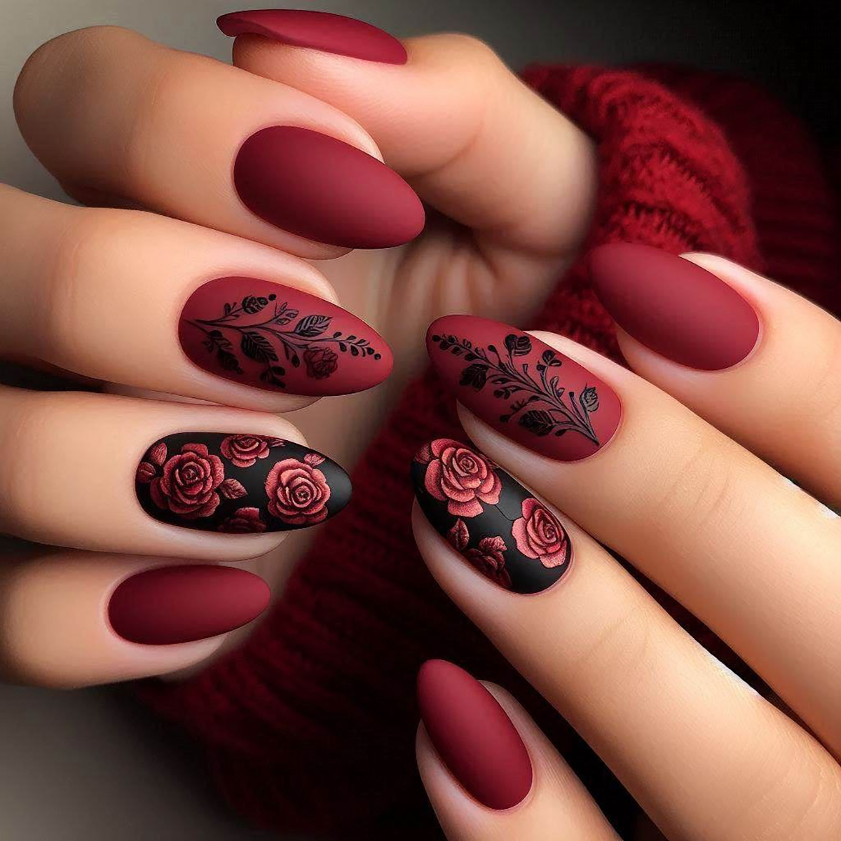 24 pieces of long almond-shape - Nail Art Red recension och pris