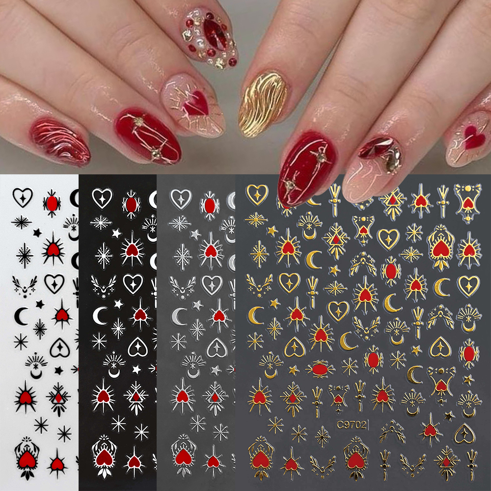 8Pcs Red Heart Nail Stickers 3 - Nail Art Zelda recension och pris
