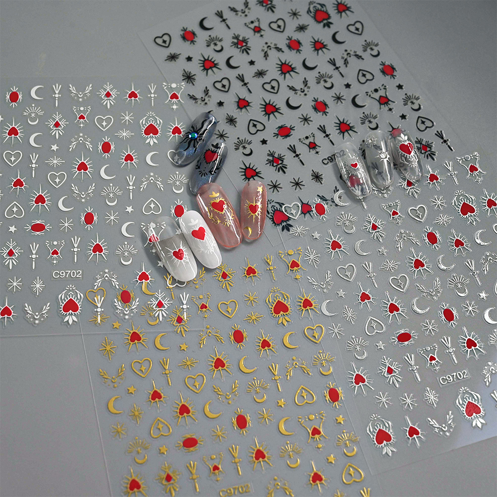 8Pcs Red Heart Nail Stickers 3 - Nail Art Zelda recension och pris
