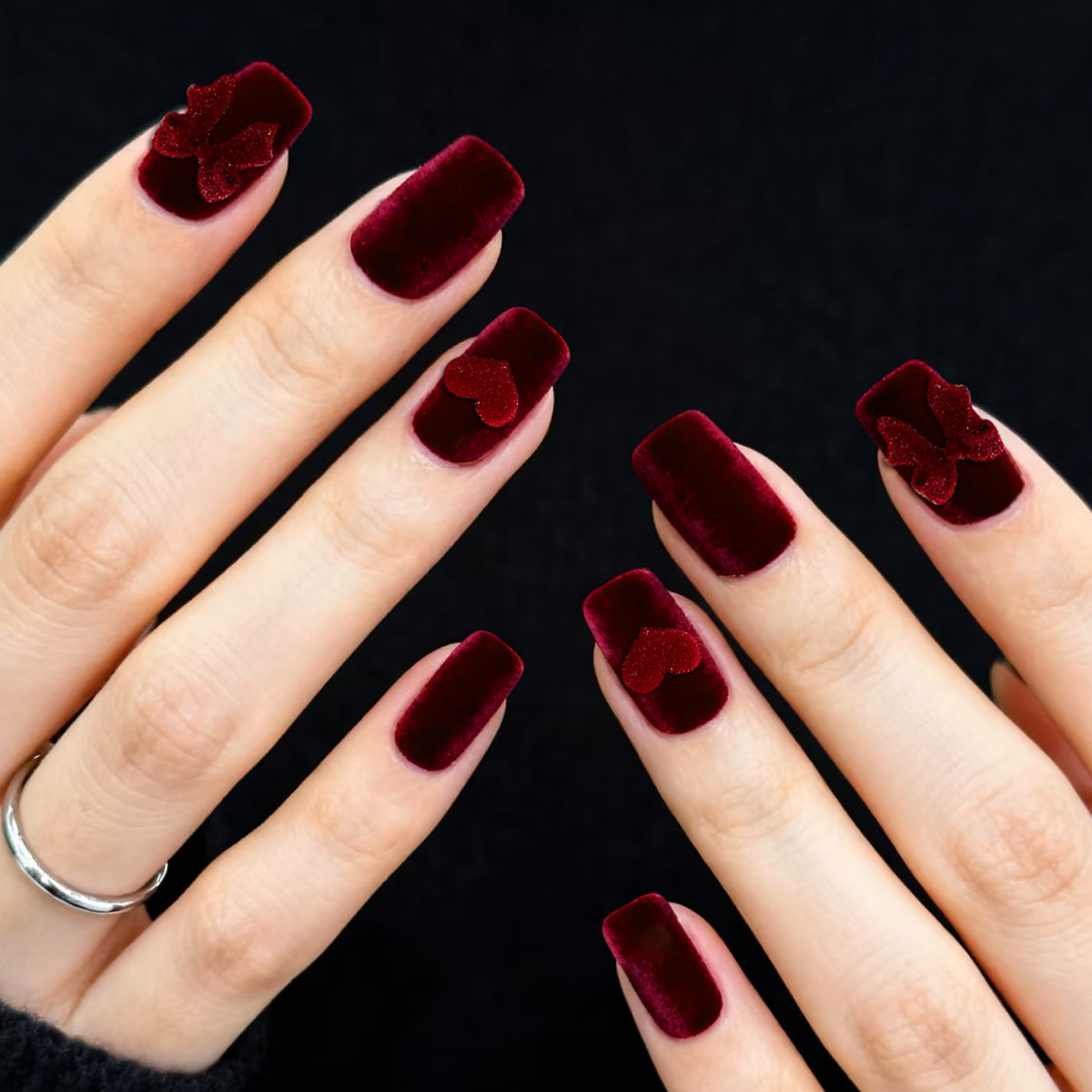 24pcs Wine Red Full Cover Nail - Nail Art Red recension och pris