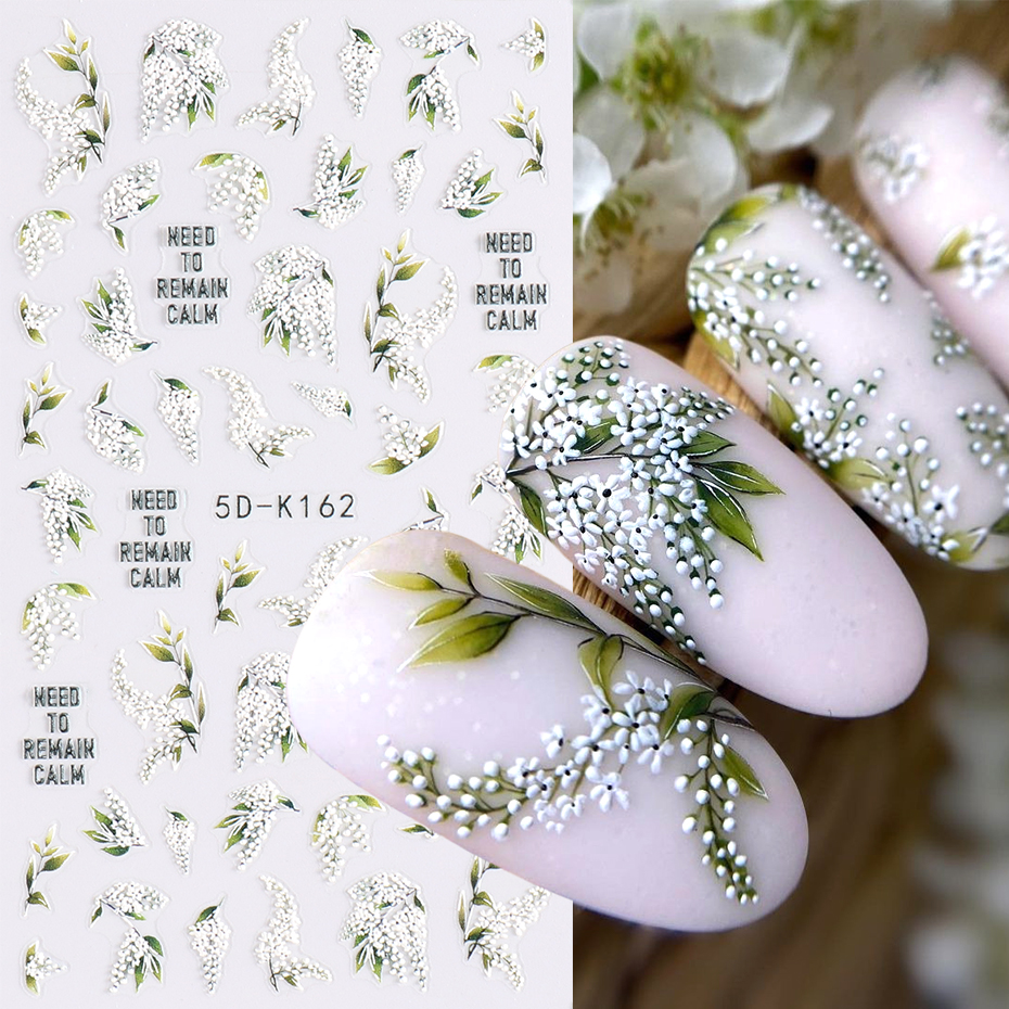 1/2pcs 5D Embossed White Lilac - Nail Art Lilac recension och pris