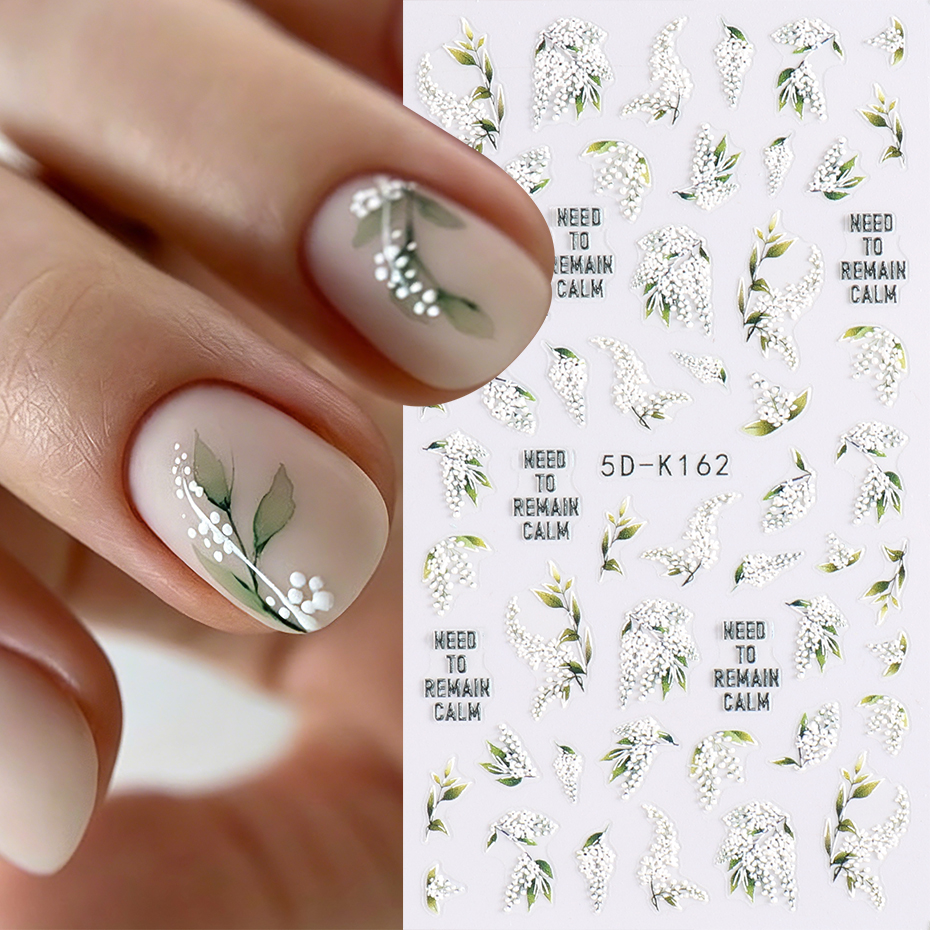 1/2pcs 5D Embossed White Lilac - Nail Art Lilac recension och pris