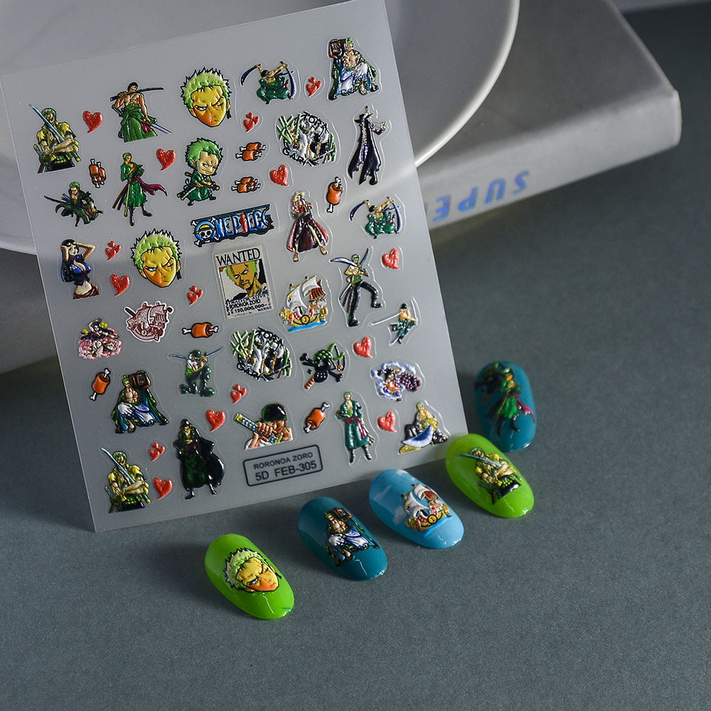 1PCS 5D Portable ONE PIECE Nai - Nail Art Zoro One Piece recension och pris