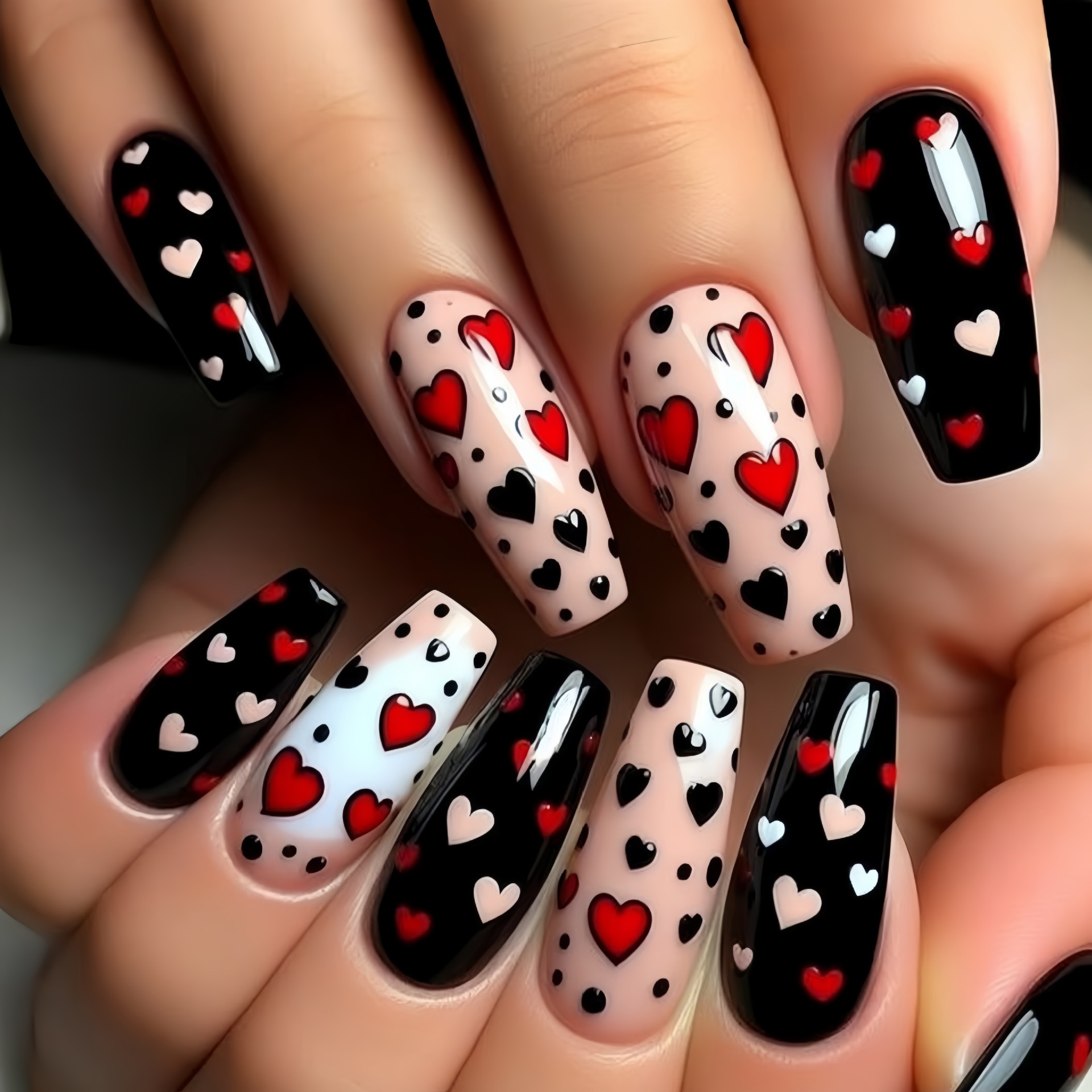Medium long fake nails for wom - Nail Art Red recension och pris