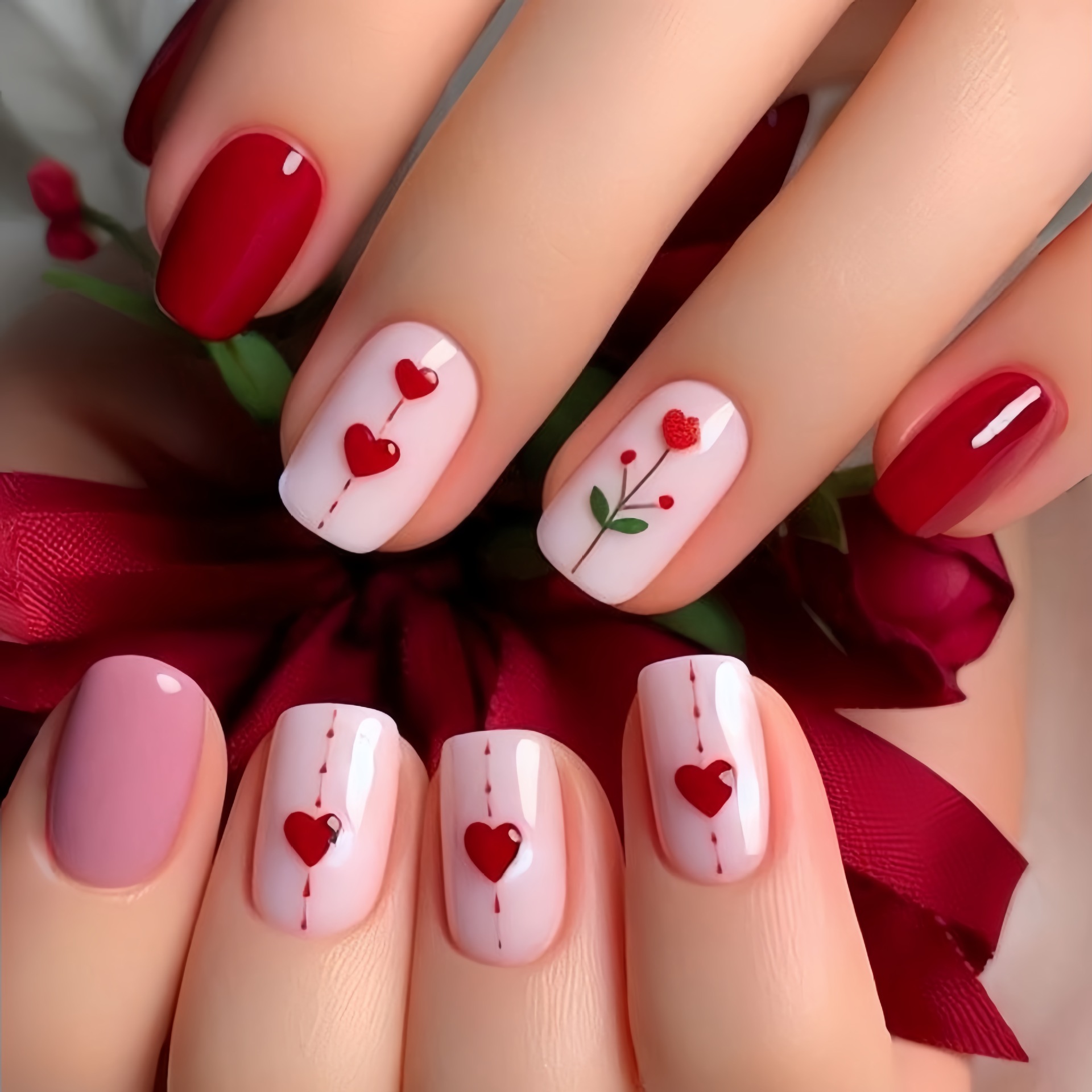 Medium long fake nails for wom - Nail Art Red recension och pris
