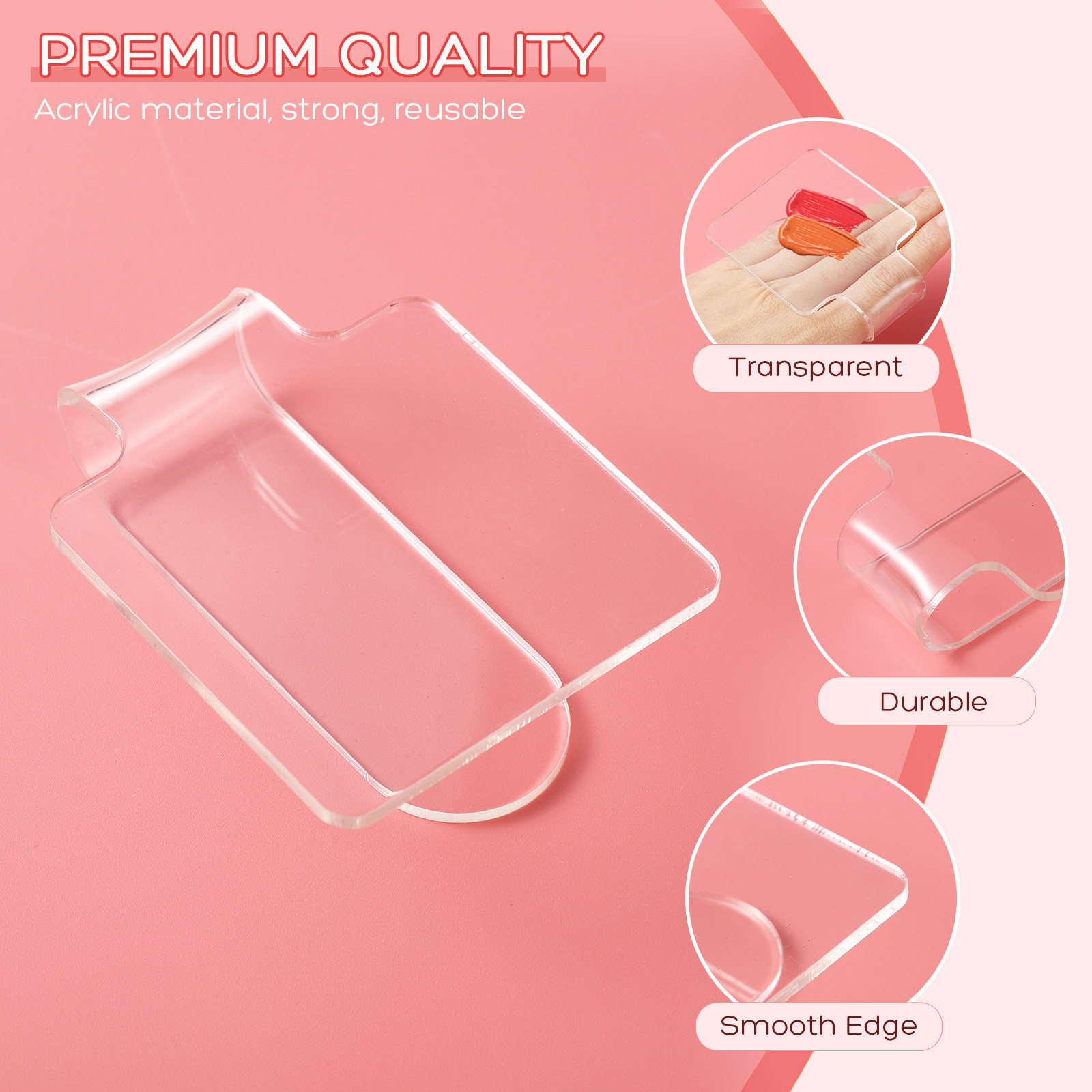 3Pcs Portable Clear Acrylic Ma - Nail Art Red recension och pris
