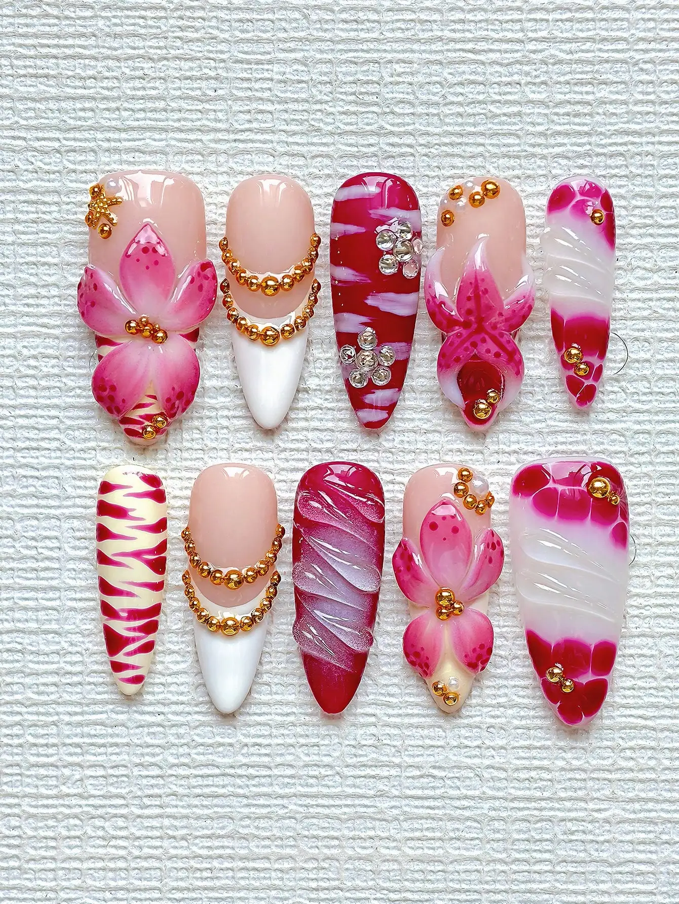 10pcs Y2K Elegant Almond-Shape - Nail Art Red recension och pris