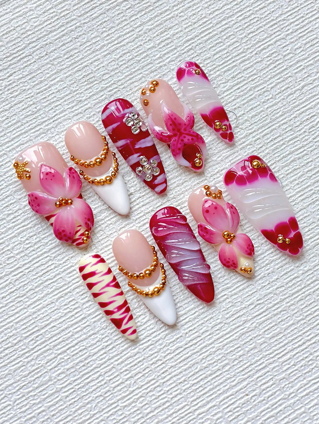 10pcs Y2K Elegant Almond-Shape - Nail Art Red recension och pris