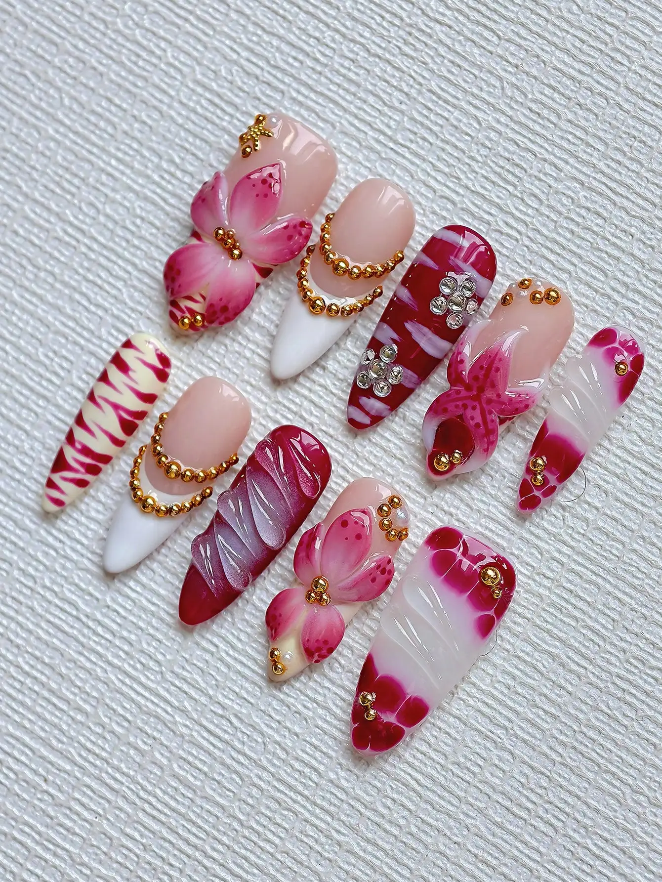 10pcs Y2K Elegant Almond-Shape - Nail Art Red recension och pris