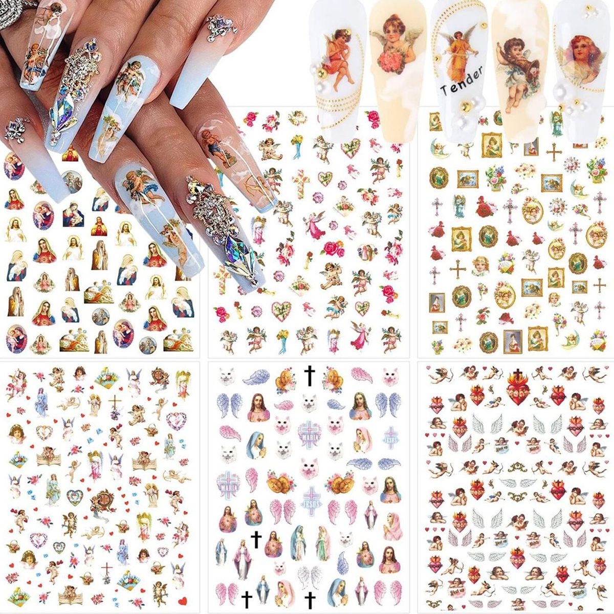 3/6 Sheets Angel Nail Stickers - Nail Art Zelda recension och pris
