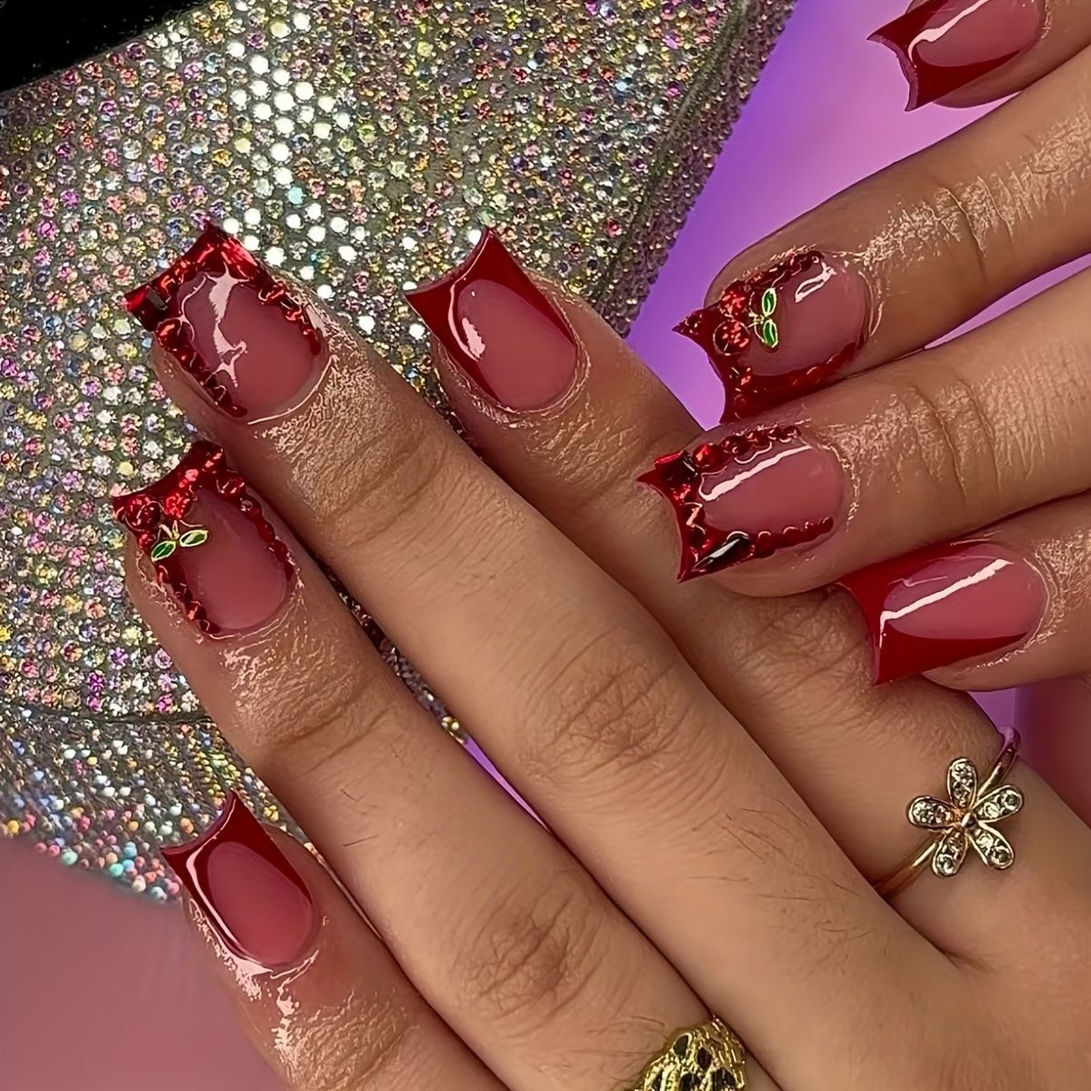 24pcs Finished Fake Nails Fren - Nail Art Red recension och pris