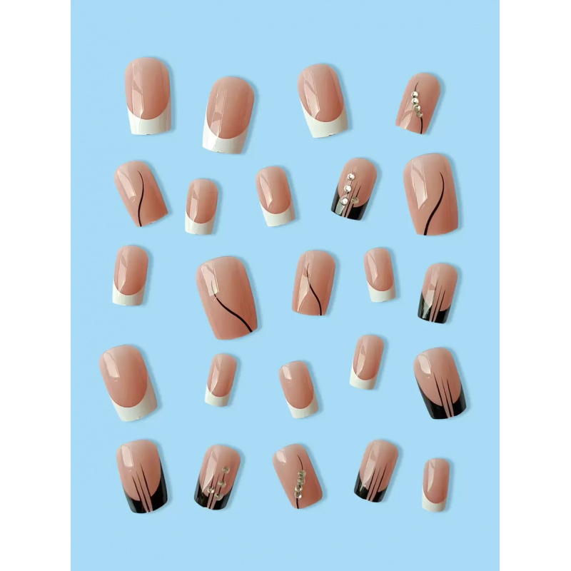24pcs/Set Long Square Black &  - Nail Art Quirky recension och pris