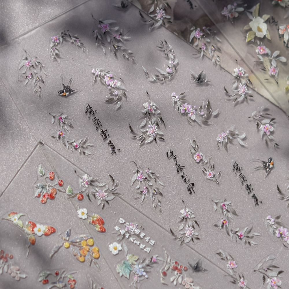 Purple Flowers Birds Butterfly - Nail Art Lilac recension och pris