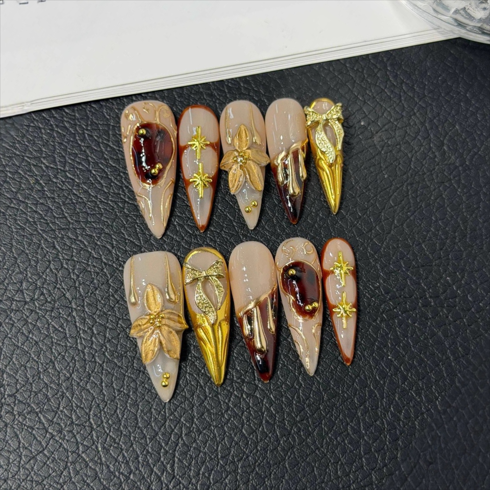 10Pcs Long Stiletto Wine Red H - Nail Art Red recension och pris