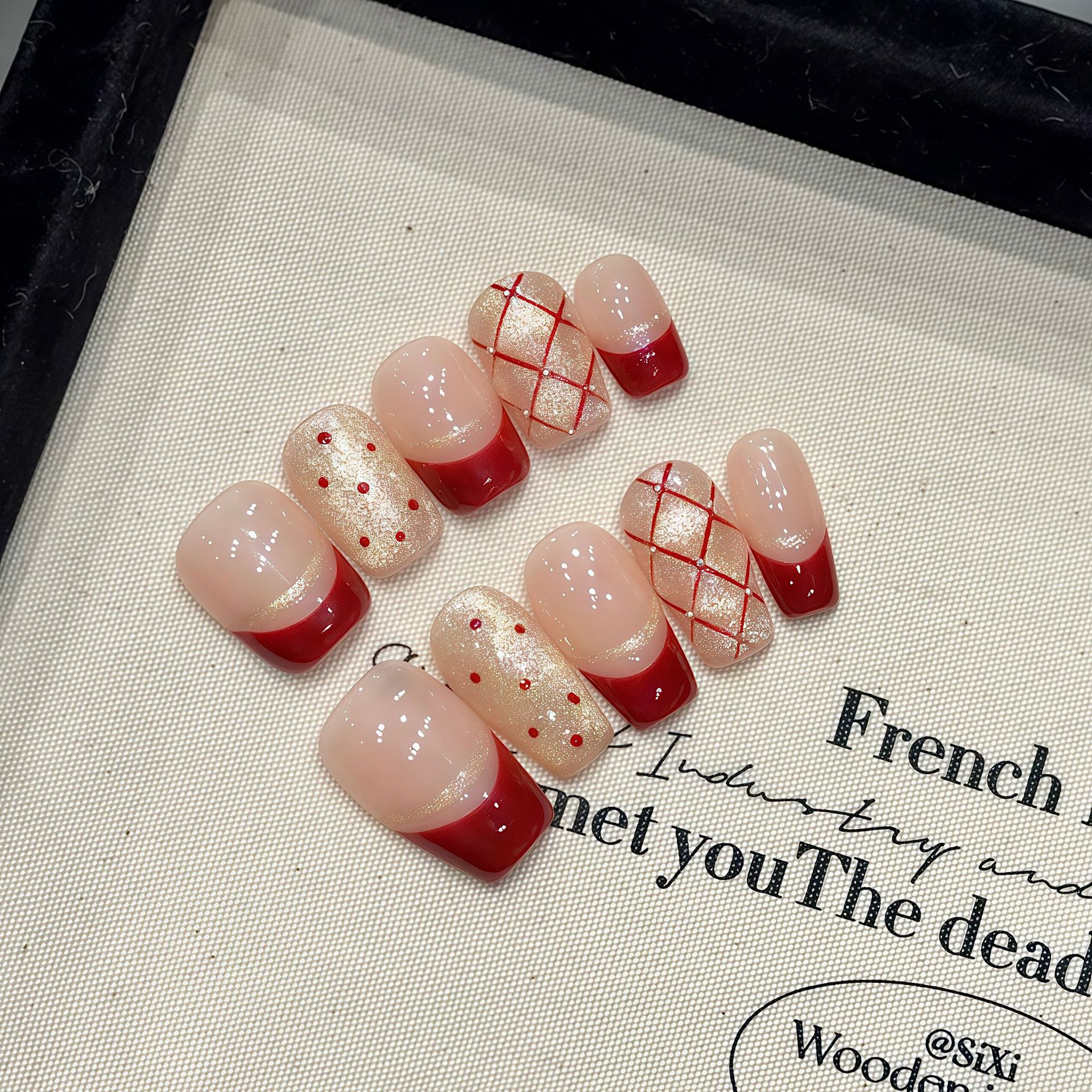 10pcs Pure Hand Pressed Coffin - Nail Art Red recension och pris