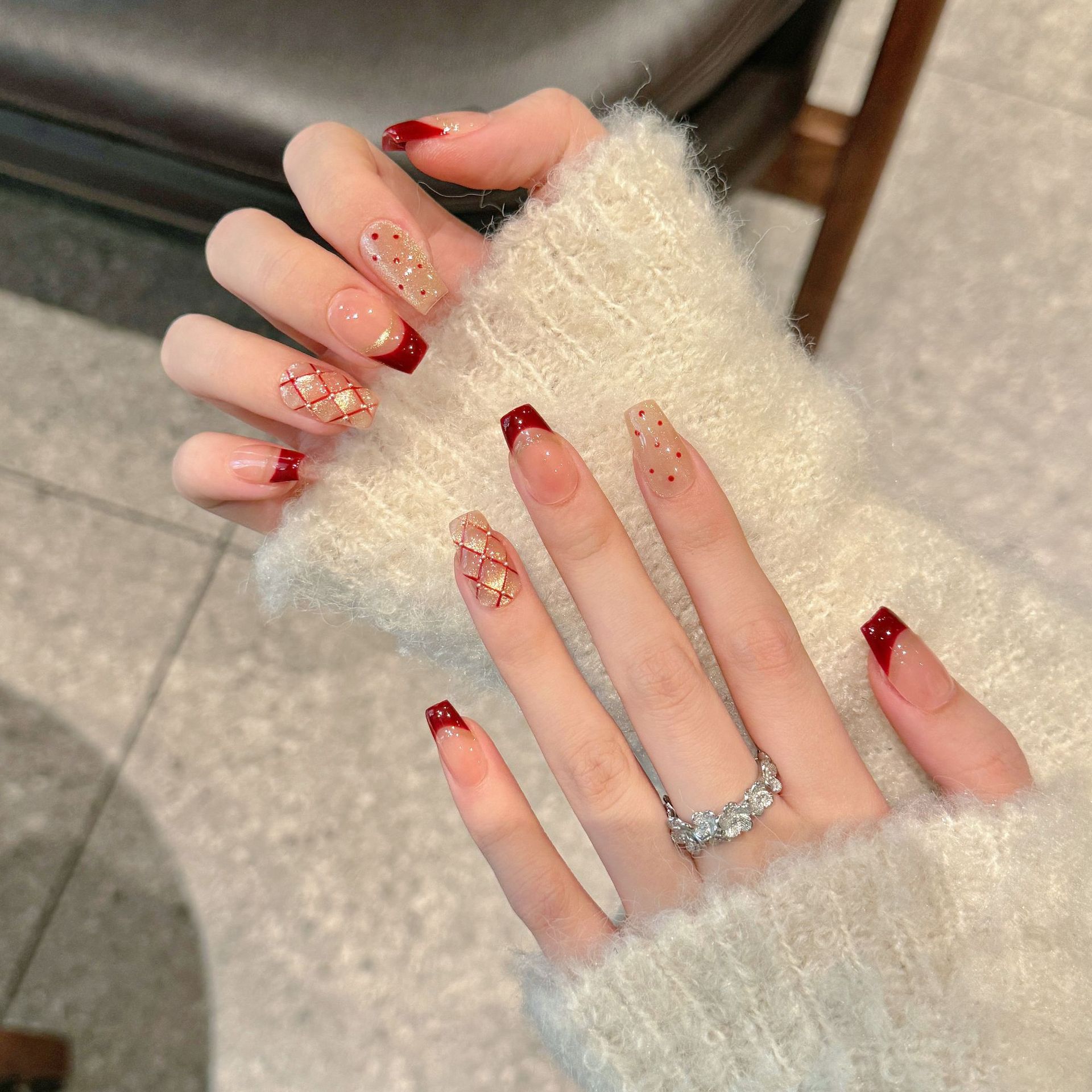 10pcs Pure Hand Pressed Coffin - Nail Art Red recension och pris