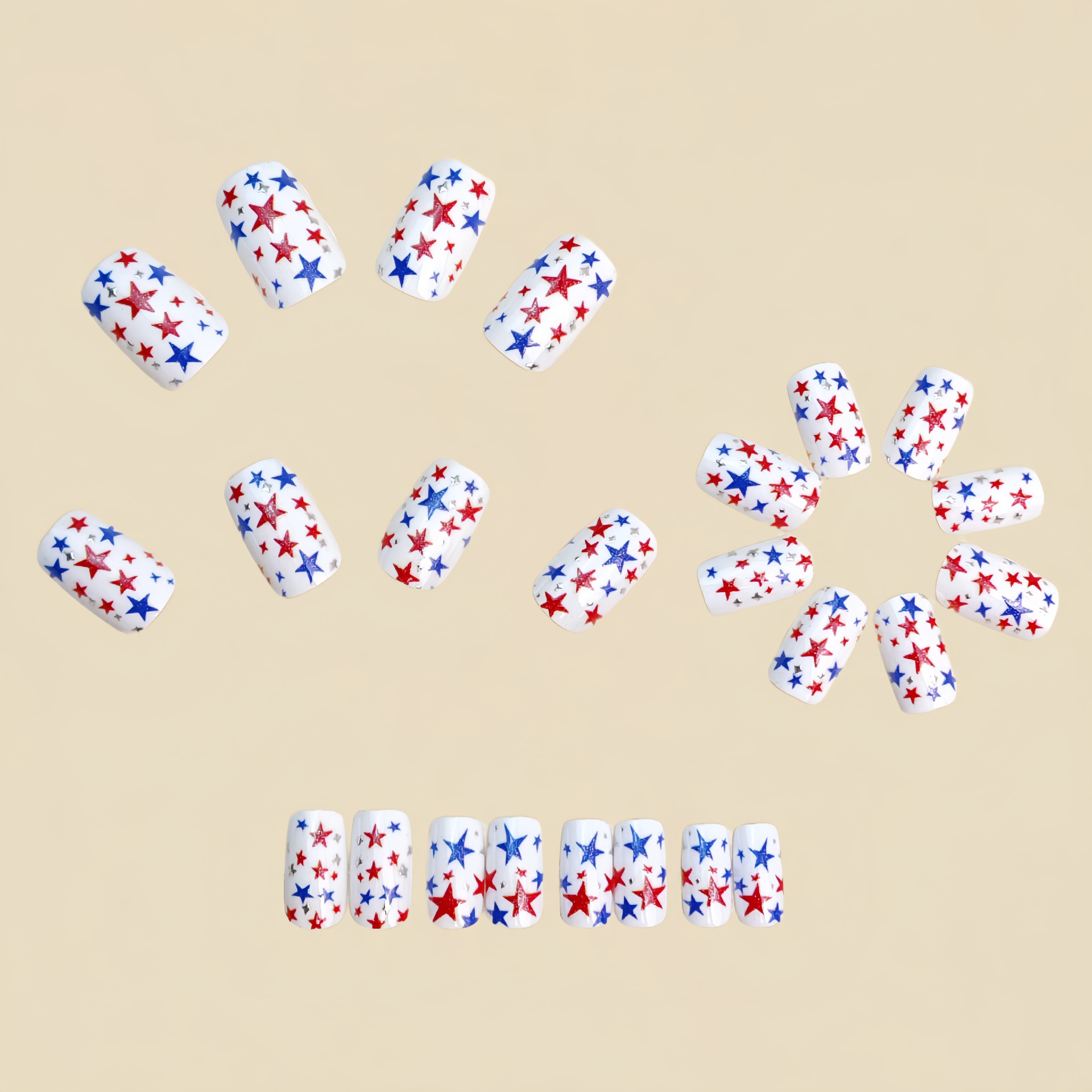 24Pcs Independence Day stars w - Nail Art Red recension och pris